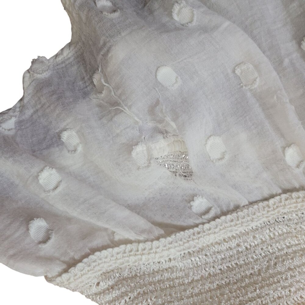 L'POGEE Bohemian White Maxi Skirt With Eyelet Detail & Crochet Layers Tie - Picture 8 of 14